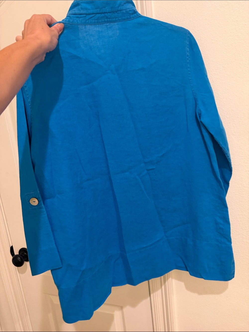 Blue linen John mark tunic top with pockets size medium - Picture 5 of 5